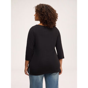 Fiorella Rubino - T-shirt con scollo a barchetta - Nero