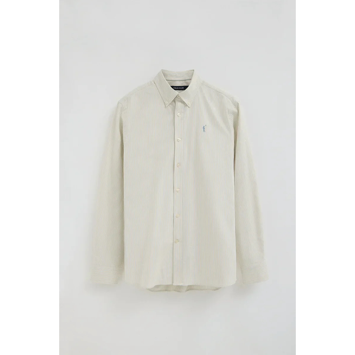 Camicia a righe azzurra, regular fit, maniche lunghe con ricamo Rigby Go