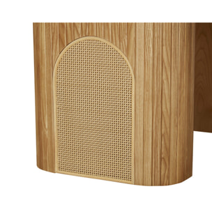 Milazzo - table basse - bois plaqué chêne et cannage - 120 cm - Bois