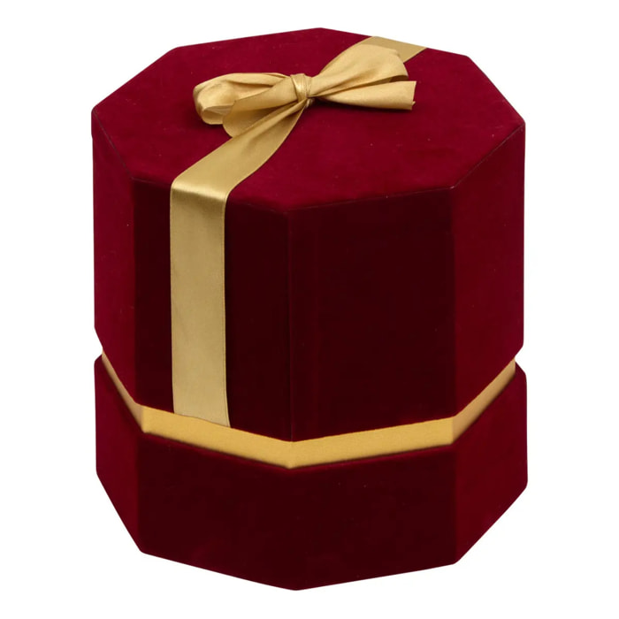 Lot de 3 boîtes cadeau de Noël hexagonales en velours rouge