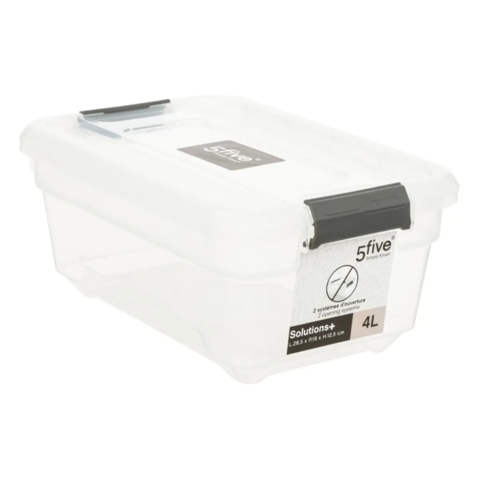 Boîte en plastique transparente 4L "Solutions+"