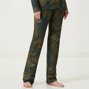 Pantalon jersey de viscose & élasthanne 210 g/m² imprimé bleu marron Rainforest bleu dore