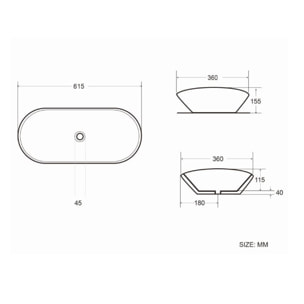 Vasque à poser Infinitio 61,5 x 36 x 15,5 cm sans trop-plein, blanc (SATINF61536)