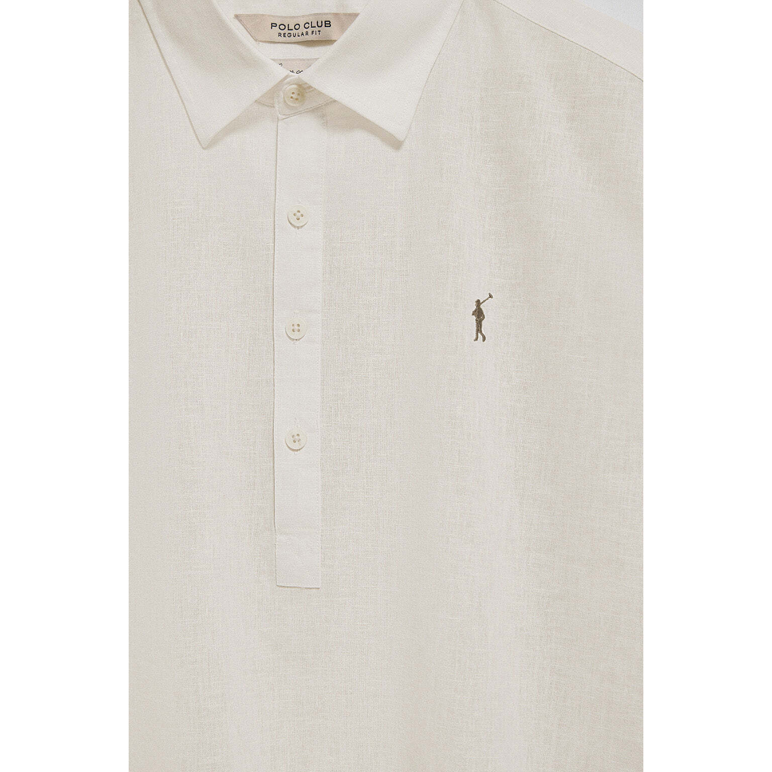 Camisa color crema polera de lino y algodón con bordado Rigby Go