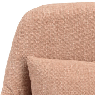 MINA - Chaise de bureau à roulettes en tissu rose dossier carré