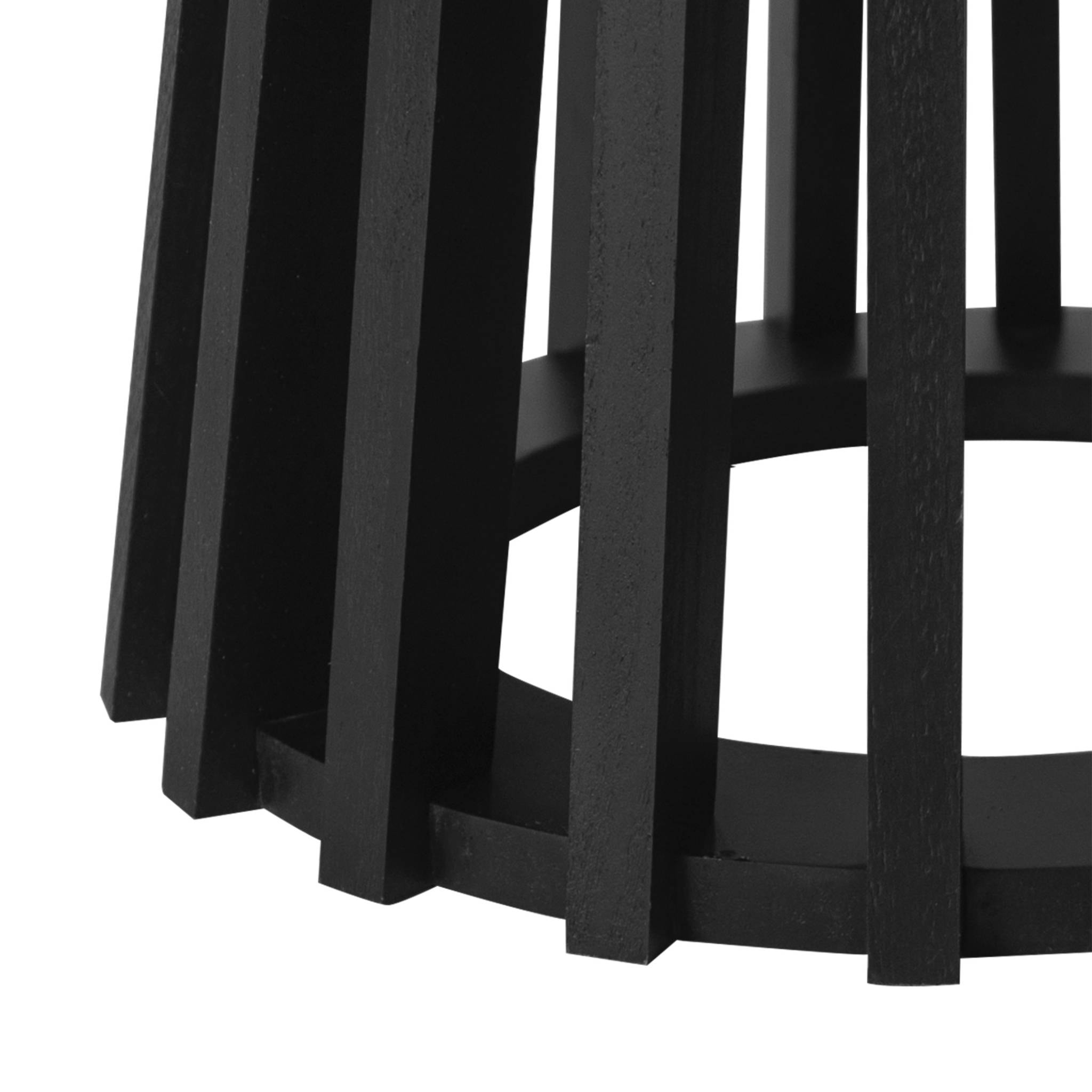 Set de 2 tables basses rondes plateau effet bois noir et pieds en bois de sapin. Ø40cm et Ø60cm