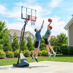 Canasta de Baloncesto Exterior, Altura Ajustable 245-305 cm, Canasta de Baloncesto Portátil con Ruedas, Base Rellenable, Tablero Irrompible y Sistema de Retorno para Adultos y Adolescentes