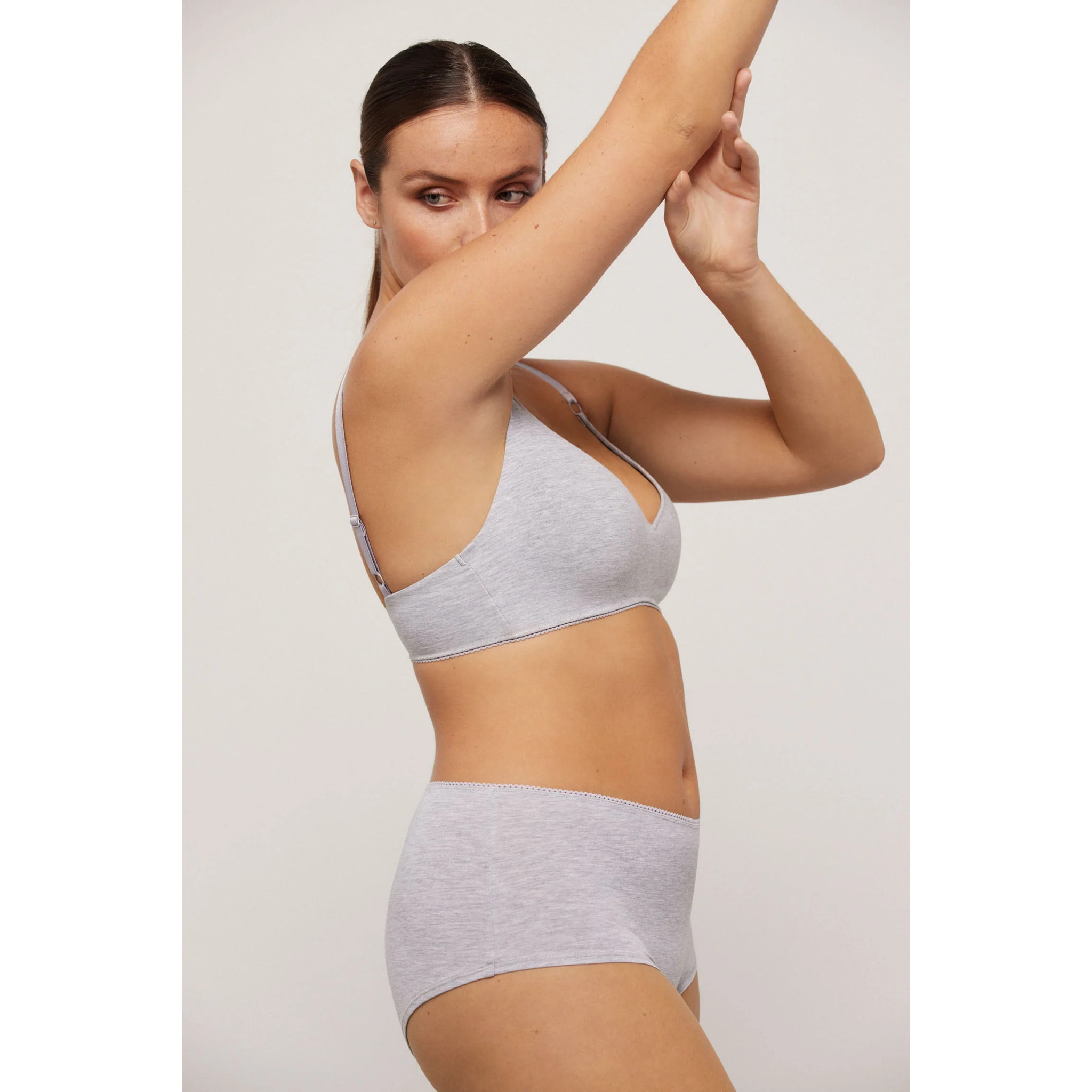 Reggiseno push-up senza ferretto in cotone biologico, grigio, coppe B e C