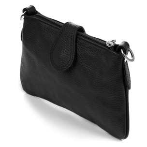 FIRENZE ARTEGIANI Borsa a Spalla da Donna Allerona. Vera Pelle Dollaro Made in Italy 24x2x14 Cm. Colore nero