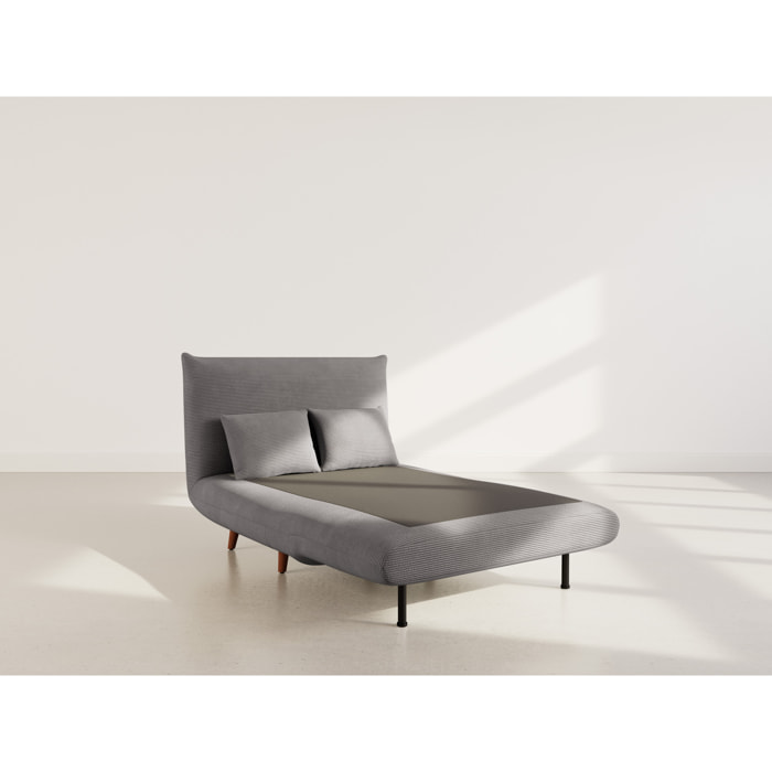 Lumi - Banquette convertible clic-clac 1 place en velours côtelé - Gris