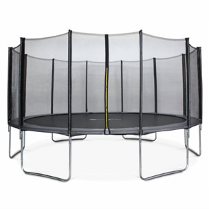 Trampoline rond Ø 490cm gris avec son filet de protection - Jupiter - Trampoline de jardin 490 cm 4m| Qualité PRO. | Normes EU.