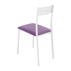 Set 4 sillas NIZA - tela morado , blanco - 41x47x86cm