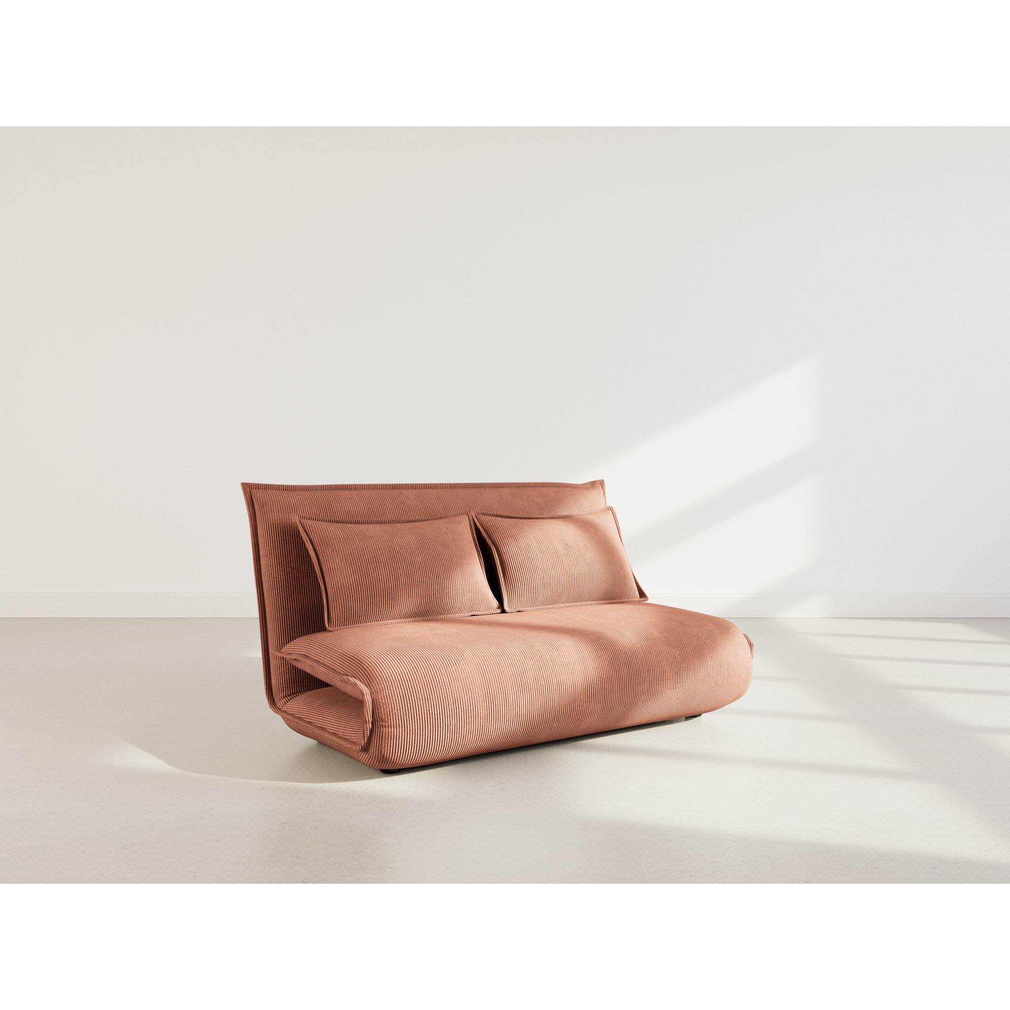 Candice - Banquette 2 places convertible clic-clac en velours côtelé - Terracotta