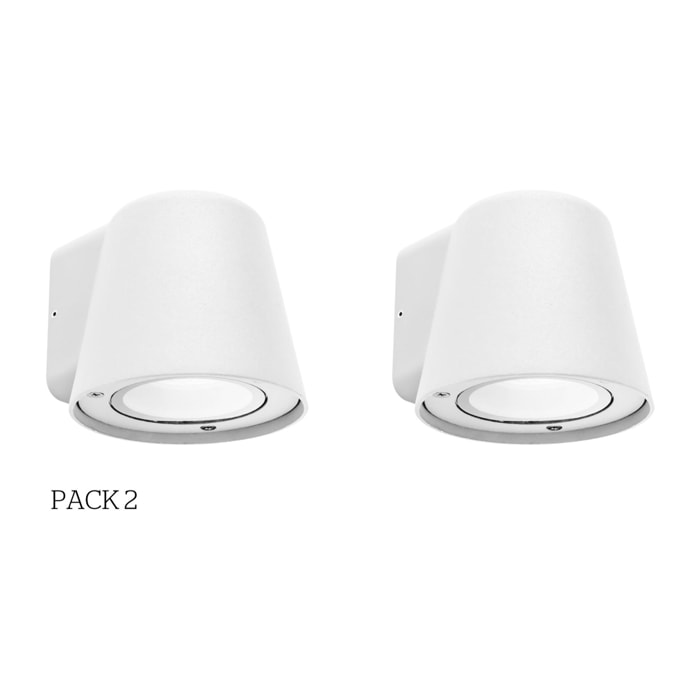 Forlight Cone - 2 Apliques de Pared Exterior de 1 Foco GU10 con IP44 de Color Blanco