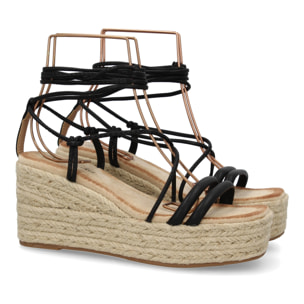 Sandalia de cuña de yute para mujer, comodas y elegantes, diseño moderno con tiras cruzadas