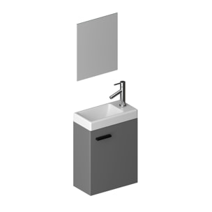 Ensemble Meuble Lave Mains Gris 41x50x22cm + Miroir - SMALLY GREY