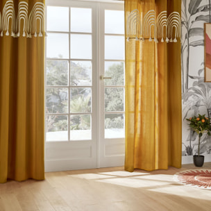 Rideau pompons "Soleya" 140x260cm moutarde