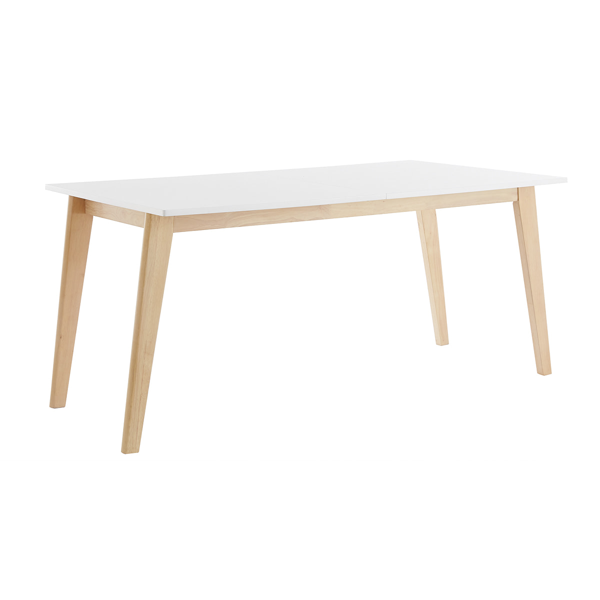 Table extensible rallonges intégrées rectangulaire blanche et bois clair L160-205 cm SWAD