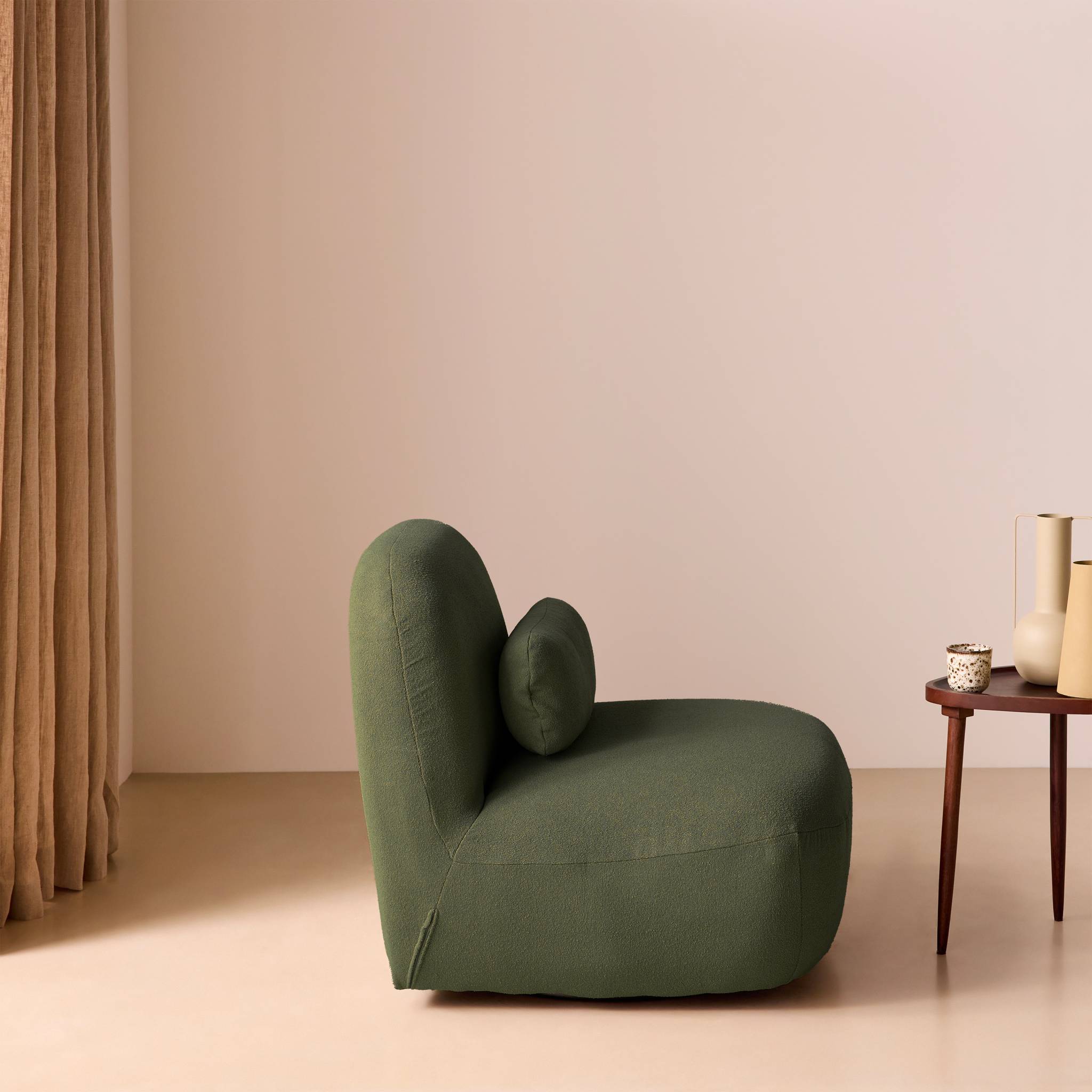 Fauteuil pivotant 360 bouclette texturée SPINO