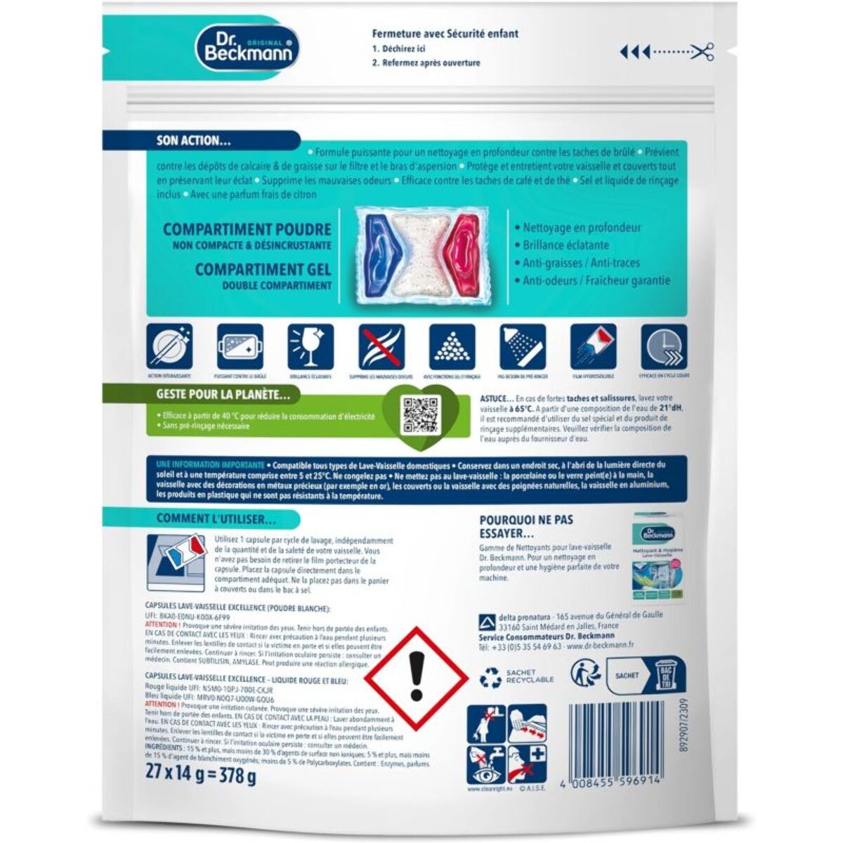 Nettoyant DR BECKMANN Lave-Vaisselle EXCELLENCE x27 lavages