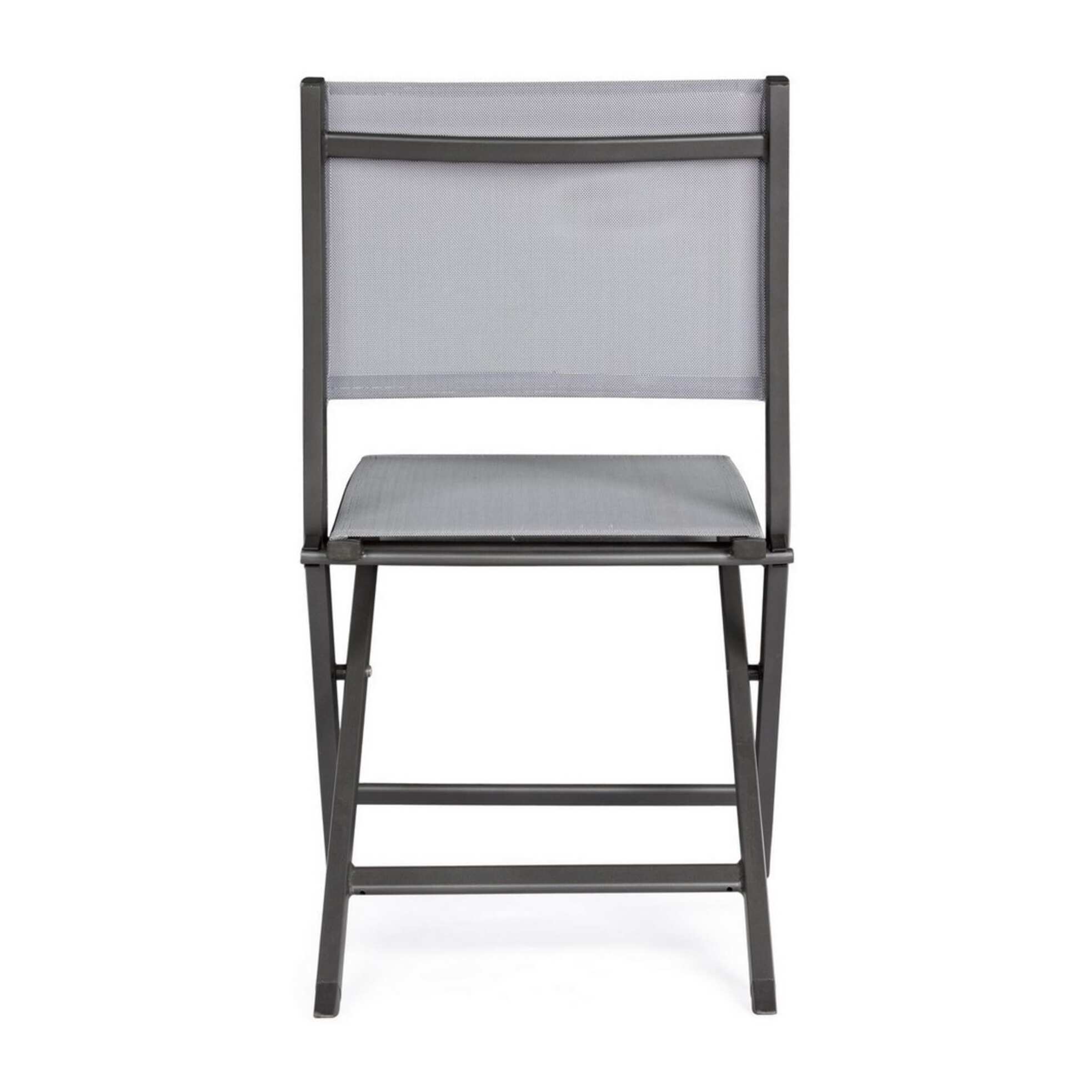 Set 4 sedie da giardino SINTRA in textilene grigio e struttura in alluminio antracite