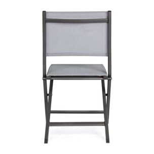 Set 4 sedie da giardino SINTRA in textilene grigio e struttura in alluminio antracite