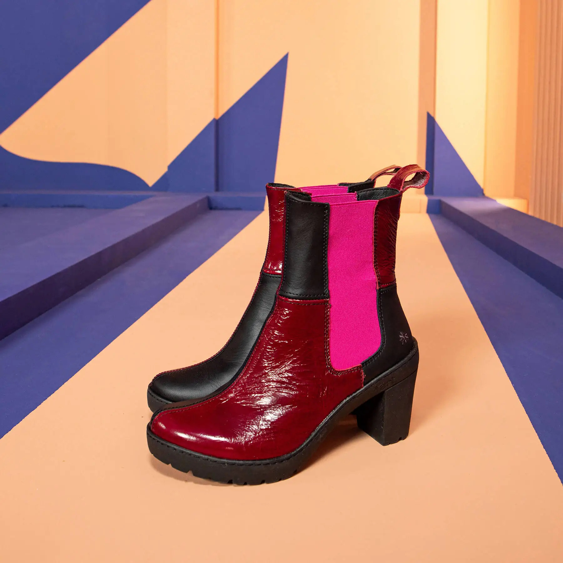 Botines con tacón 1762 NAPPA-FLASH BURDEOS-BLACK/ TRAVEL color Burdeos-black