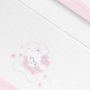 Triptico Coche Franela D. Algodon Oso Corazones Bco/Rosa