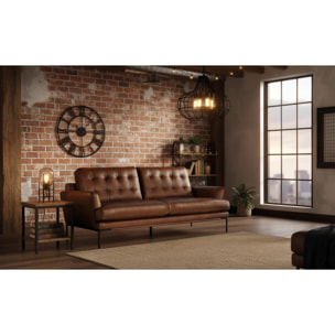 Sofá de piel de 3 plazas - 83 x 200 x 90 cm