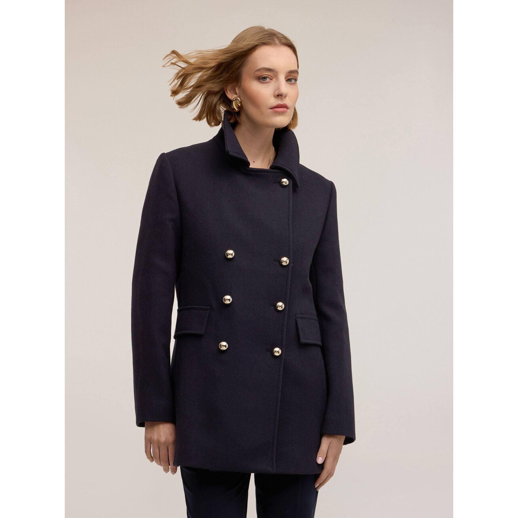 Motivi - Cappotto doppiopetto in panno - Blu