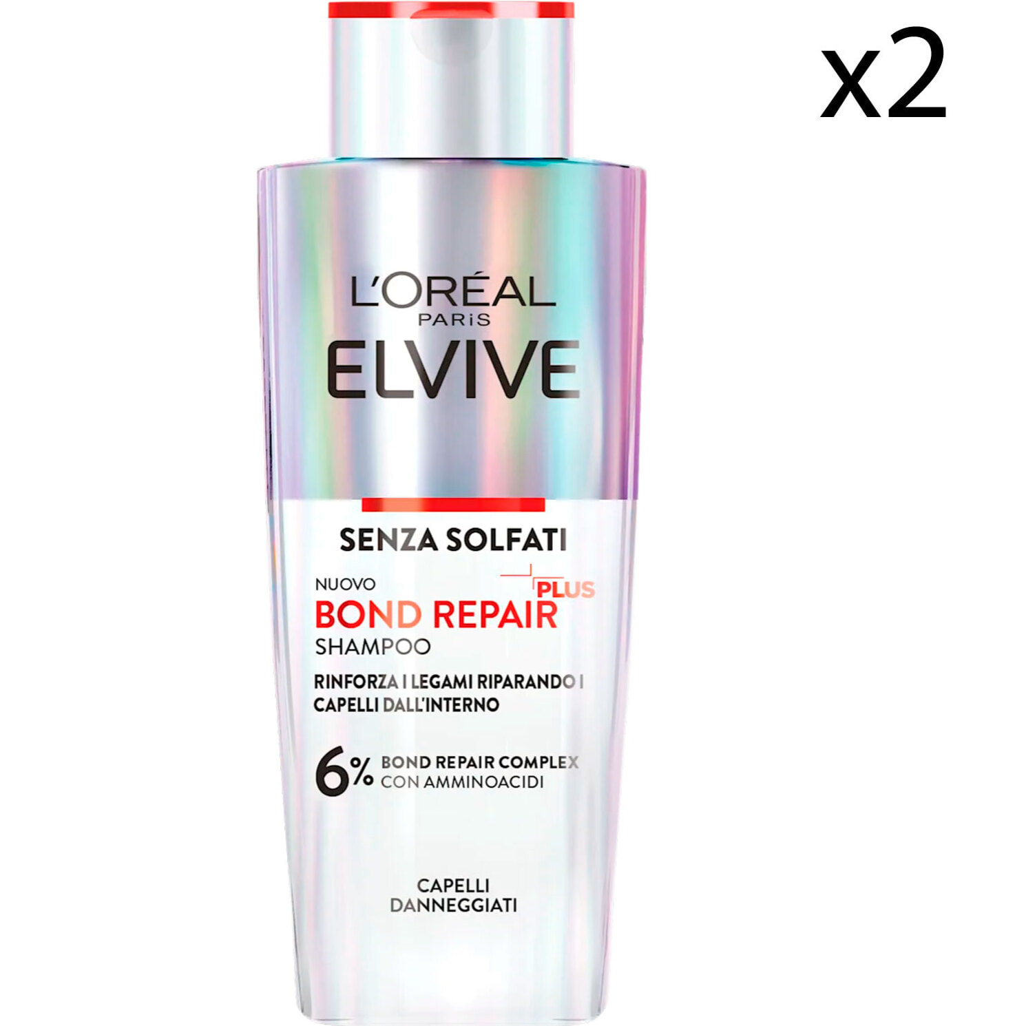 2x Shampoo Rinforzante per Capelli Danneggiati Elvive Bond Repair con Acido Citrico - 2 Flaconi da 200ml