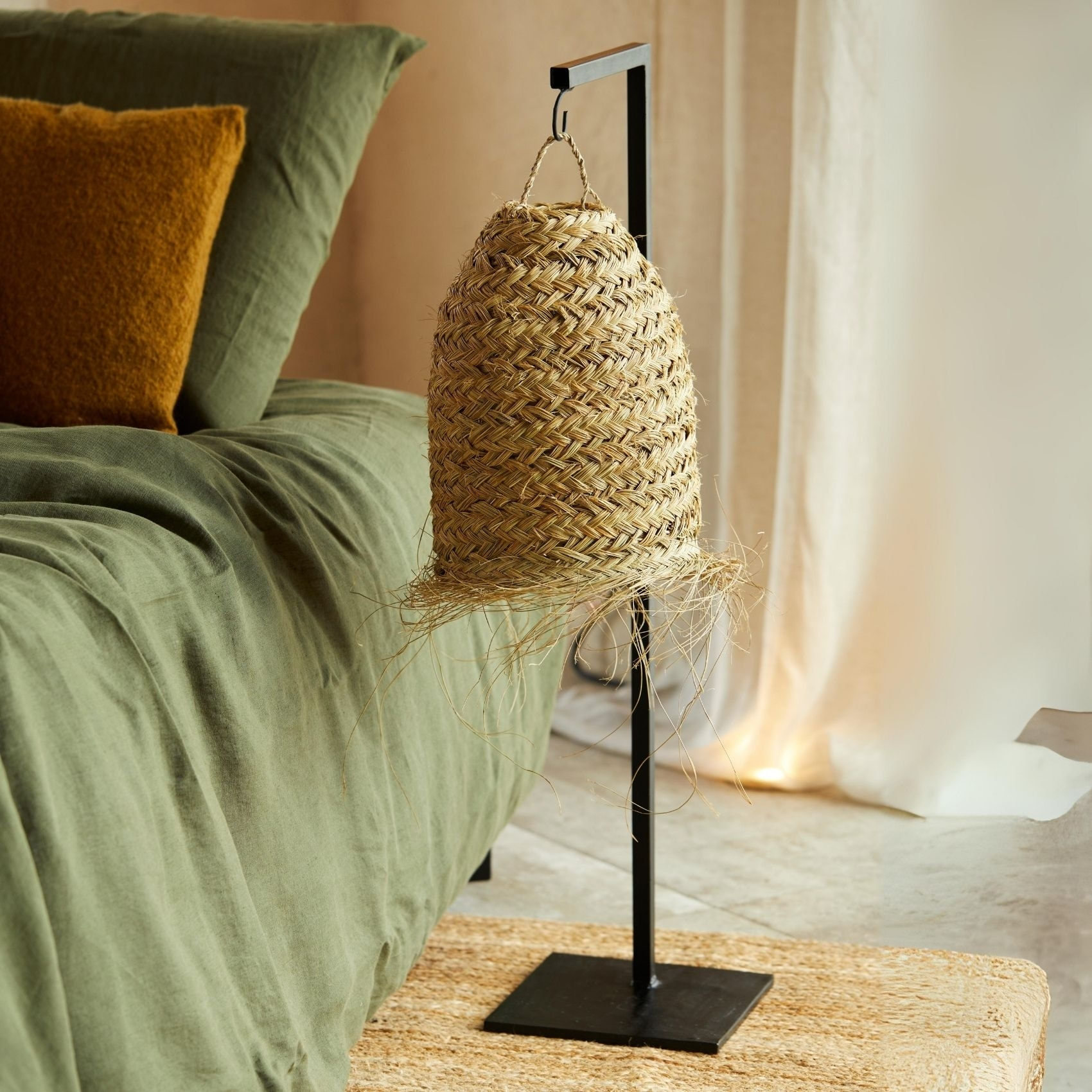 Abat-jour tube fibre de palmier - Naturel