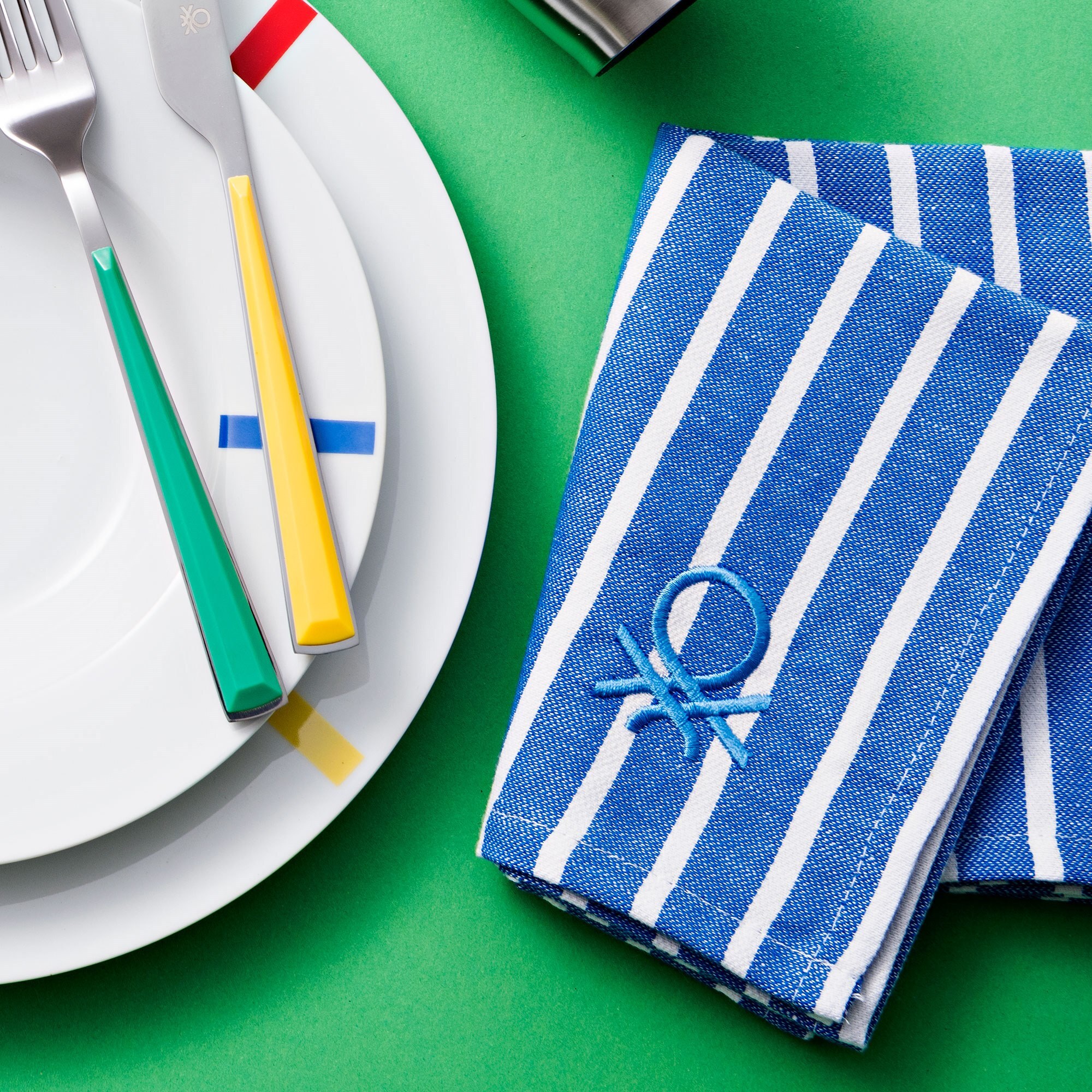 Set textil de cocina de 12 piezas 100% algodón, 4 paños 50x50cm + 8 servilletas, reutilizables y absorbentes, color azul