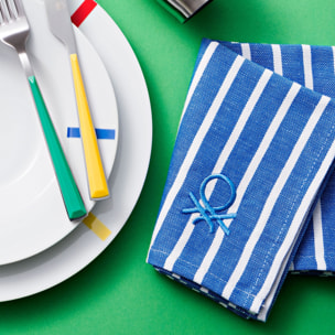 Set textil de cocina de 12 piezas 100% algodón, 4 paños 50x50cm + 8 servilletas, reutilizables y absorbentes, color azul