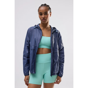 Giacca sportiva pieghevole grigia con cappuccio regolabile