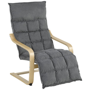 Sillón de Salón con Reposapiés, Butaca de Salón Tapizada en Lino con Balanceo Suave, Respaldo Alto, Asiento Amplio, Sillón de Relax para Dormitorio, Oficina, Estudio, Gris