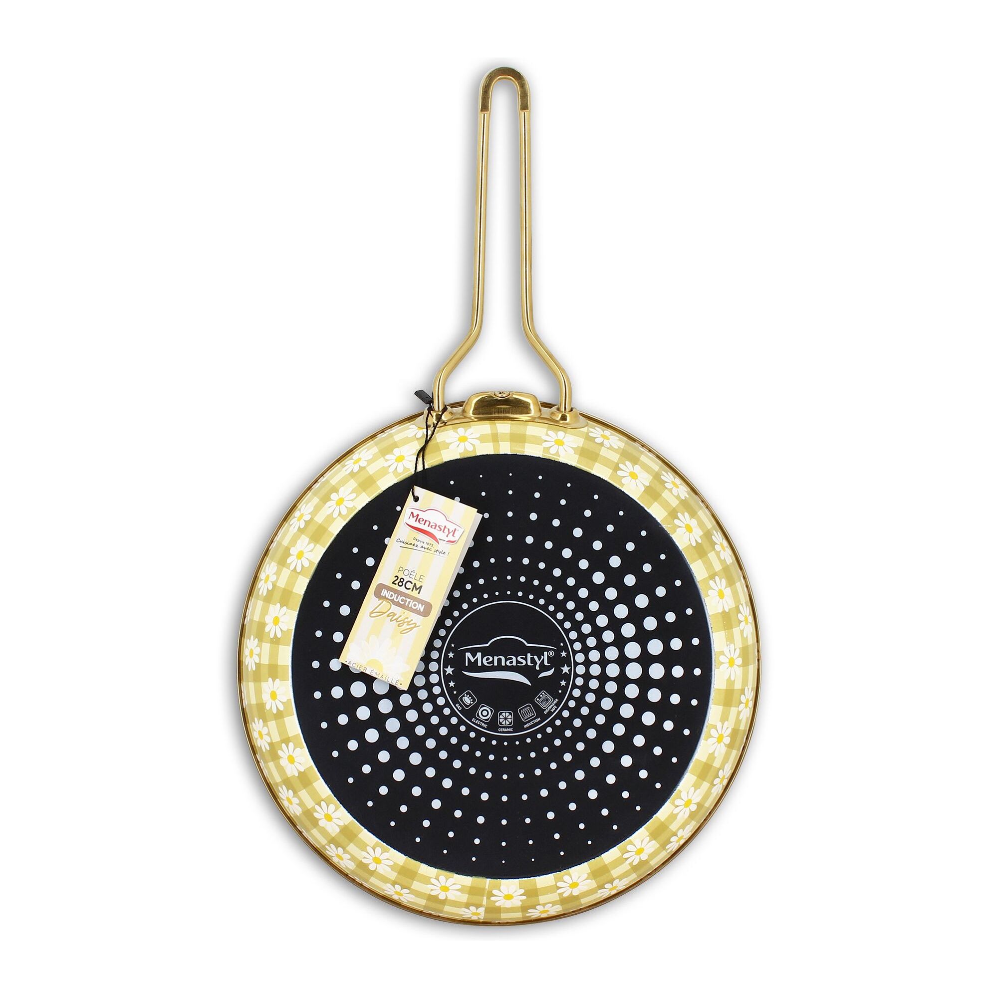 Poêle 28cm en acier émaillé avec motif margherite - tous feux DAISY
