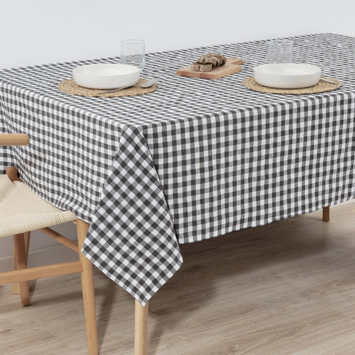Nappe en tissu 100% coton Vichy Gris Foncé