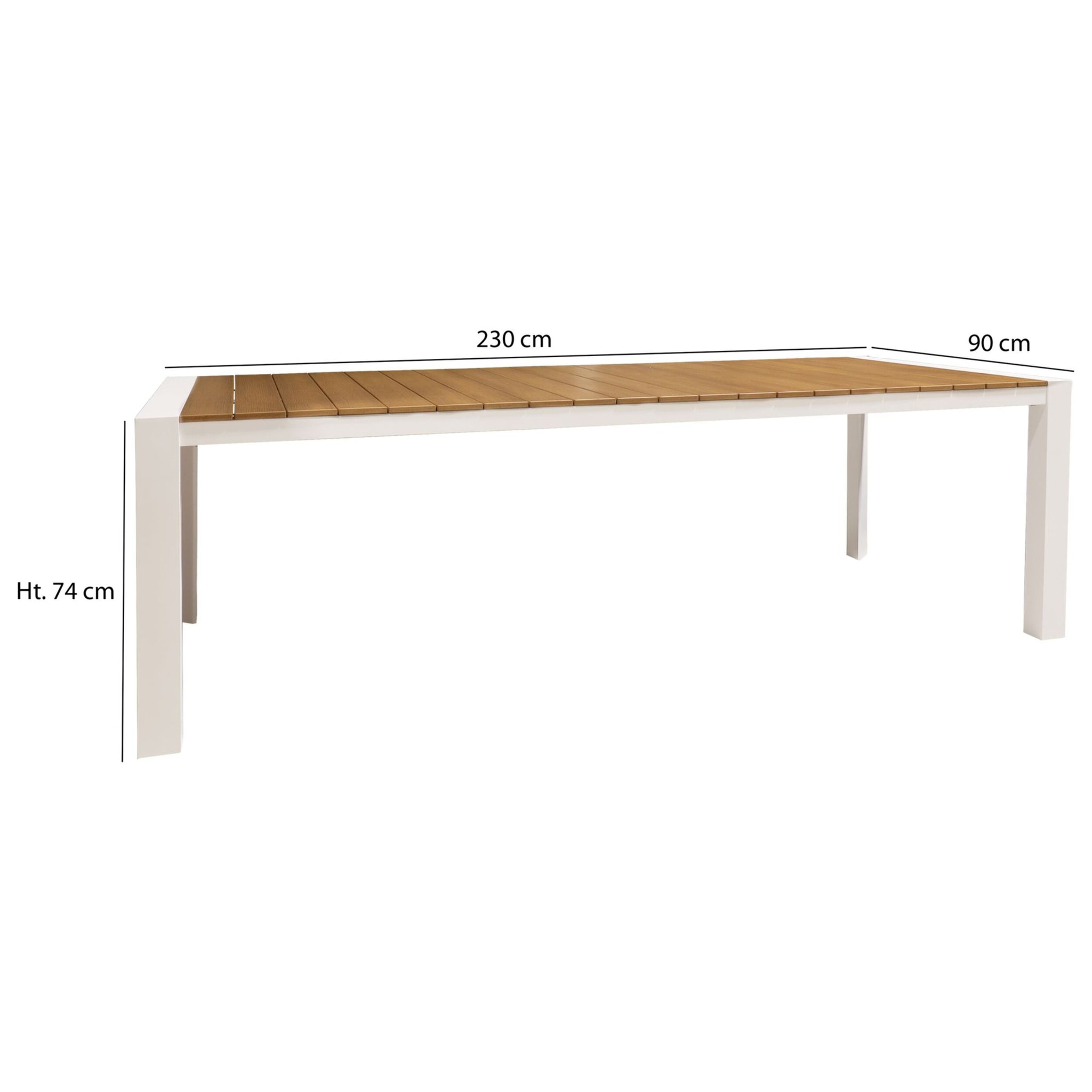 Table d'extérieur en polywood et aluminium blanc 230cm BARI