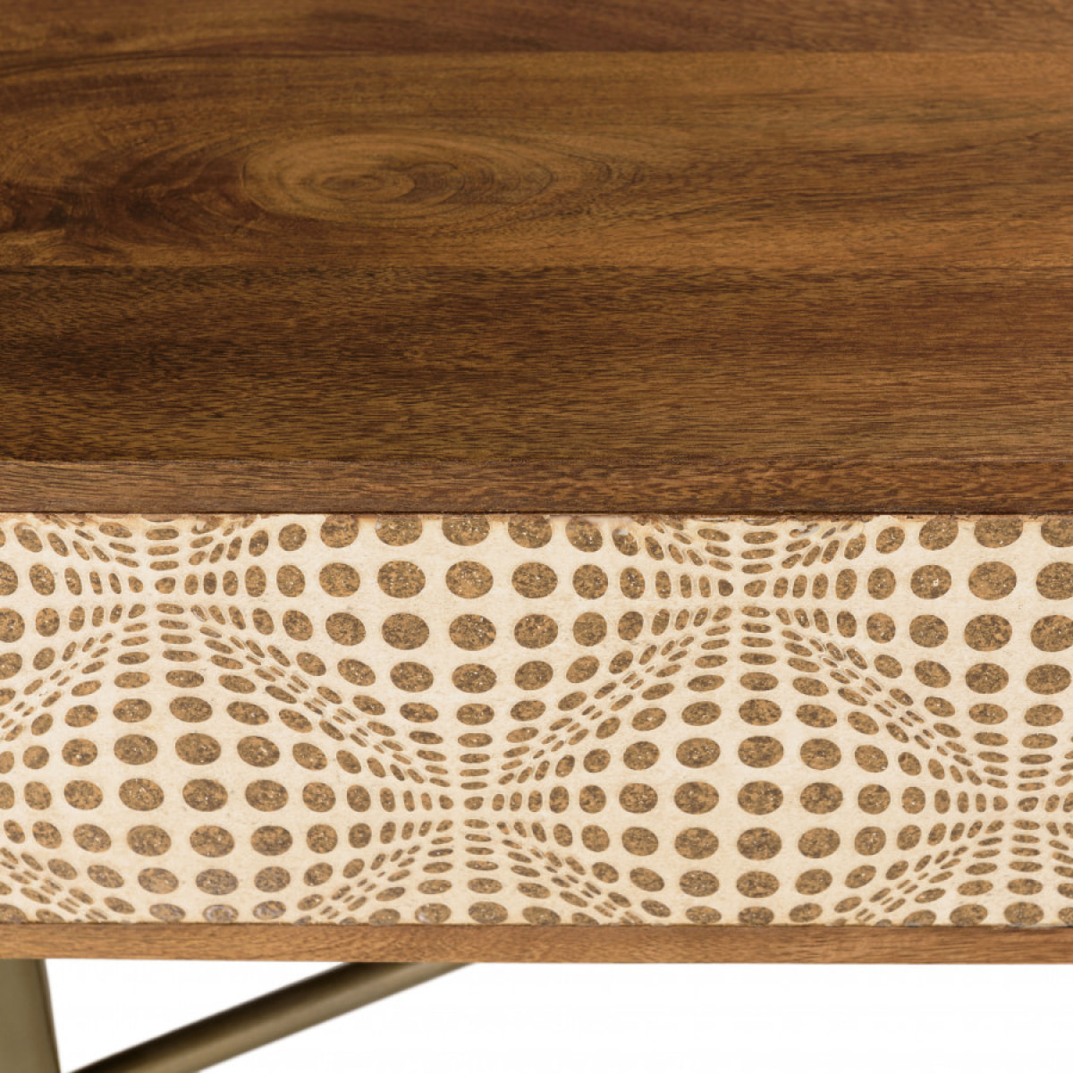 ALIX - Table basse rectangulaire en bois de manguier 2 niches