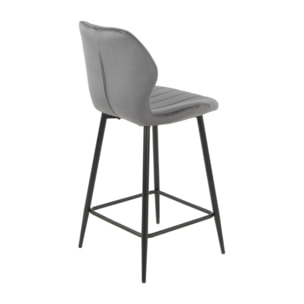 Chaise haute en velours capitonné avec dossier - 3 coloris - VICTOR
