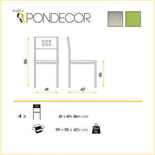 Set de 4 sillas – Polipiel lisa con diseño minimalista