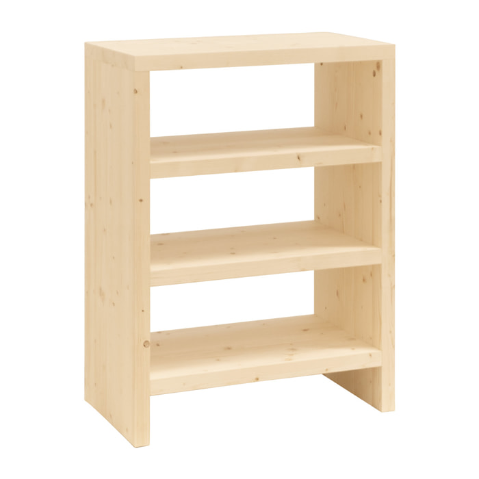 Étagère à chaussures en bois massif ton naturel 80x60cm Hauteur: 80 Longueur: 60 Largeur: 35