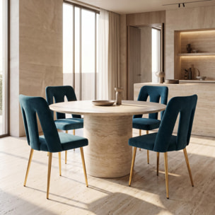 Sedia Imbottita in Effetto Velluto con Schienale Aperto e Gambe Oro, Design Moderno ed Elegante per Sala da Pranzo, Cucina, Soggiorno, Studio e Ufficio