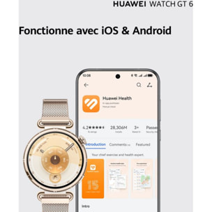 Montre connectée HUAWEI Pack Watch GT6 41mm Doré+FreeBuds6I Blanc