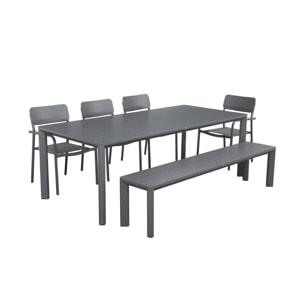 Table de jardin aluminium + 4 assises + 1 banc SAVANNAH + SACRAMENTO + MADISON