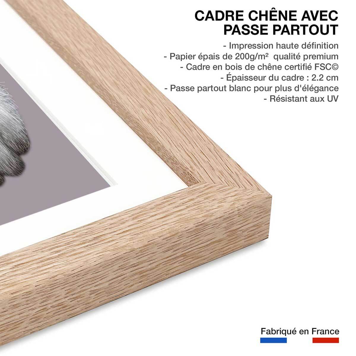 Affiche enfant rouge à lèvres paula  Affiche + cadre en bois - Chêne