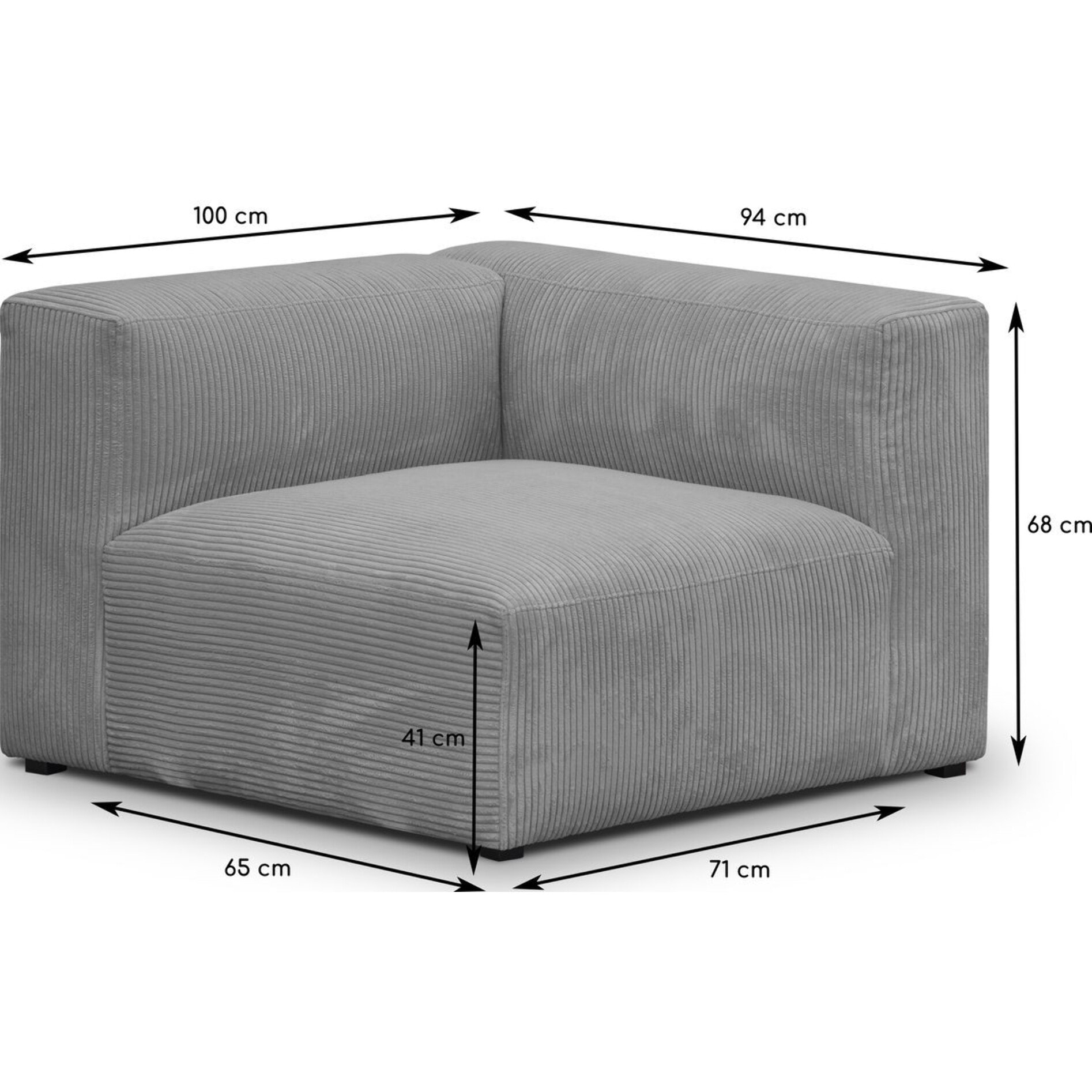 Chauffeuse d'angle à droite modulable en velours côtelé - MODULO