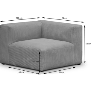Chauffeuse d'angle à droite modulable en velours côtelé - MODULO