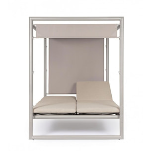 Daybed KONNOR in alluminio tortora con lettini reclinabili beige